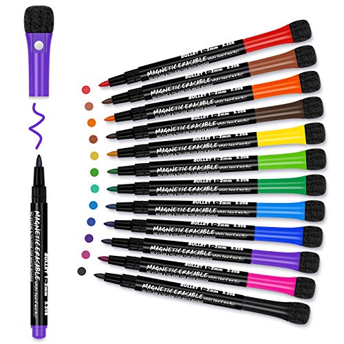 12-Color Magnetic Dry Erase Fine Point Markers