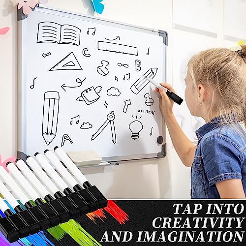10 Black Whiteboard Marker Pens with Eraser