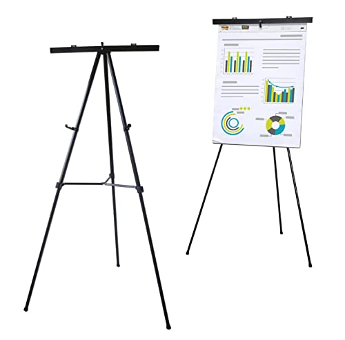 70" Black Aluminum Flip-Chart Presentation Easel