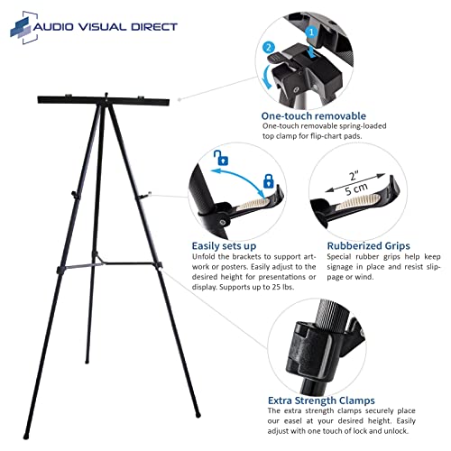 70" Black Aluminum Flip-Chart Presentation Easel