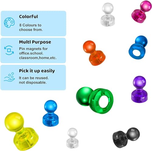 Colorful Magnetic Push Pin Magnets - 90 PCS