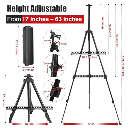 Adjustable Metal Tripod Easel for Painting Canvas