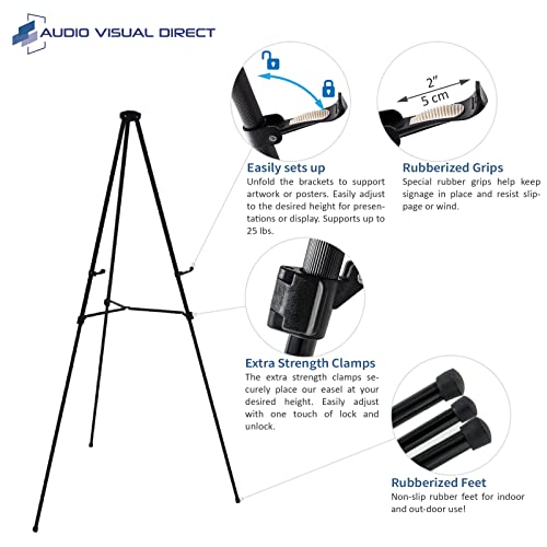 70" Black Aluminum Telescoping Display Easel - Lightweight