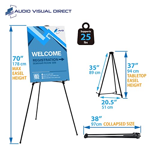 70" Black Aluminum Telescoping Display Easel - Lightweight