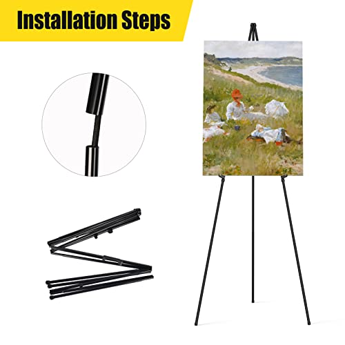 63" Adjustable Black Easel Stand for Wedding Sign