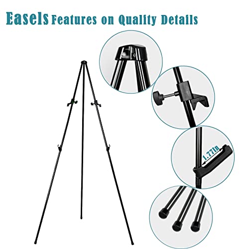 Black Metal Easels - Adjustable, Foldable - Pack of 6