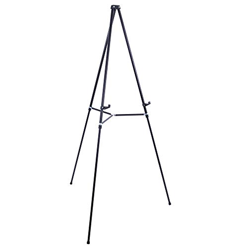66" High Black Aluminum Display Easel - Adjustable & Portable