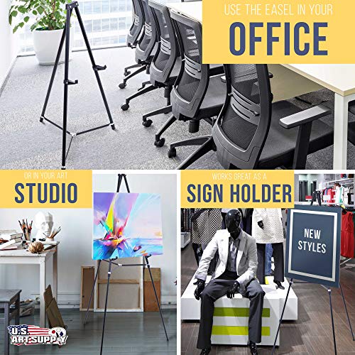 66" High Black Aluminum Display Easel - Adjustable & Portable