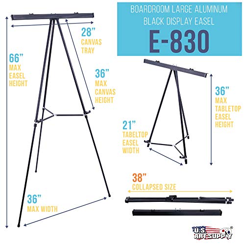 66" High Black Flipchart Easel - Adjustable & Portable