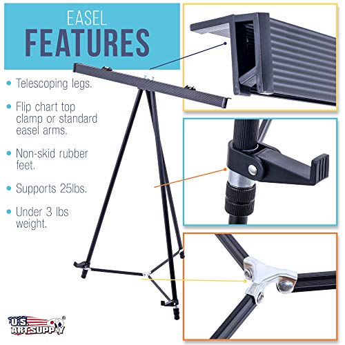 66" High Black Flipchart Easel - Adjustable & Portable