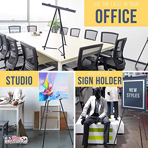 66" High Black Flipchart Easel - Adjustable & Portable