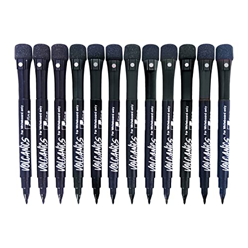 12-Pack Magnetic Black Dry Erase Markers with Eraser