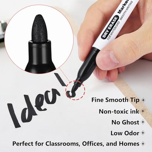 6-Pack Fine Tip Black Dry Erase Markers - Essential for Lean Six Sigma Training