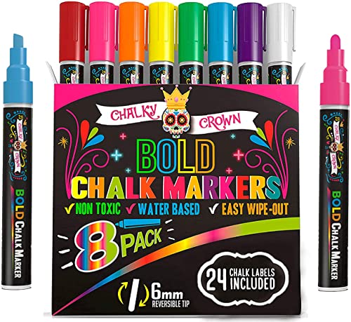 Multicolored Chalkboard Markers - 8 Pack, 6mm
