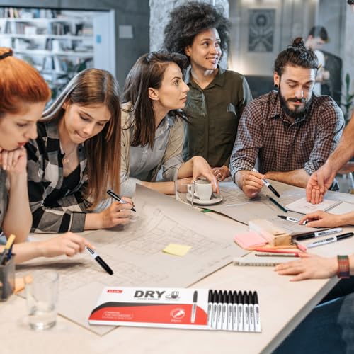 6-Pack Fine Tip Black Dry Erase Markers - Essential for Lean Six Sigma Training