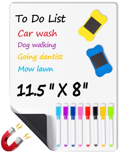11Pcs Magnetic Whiteboard for Fridge, 11.5 X 8 Inch
