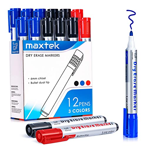 12 Count Low-Odor Whiteboard Markers for School & Office