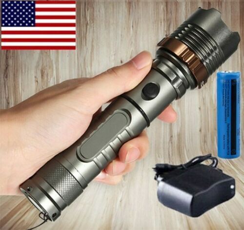 Tactical Rechargeable LED Flashlight Zoomable Torch