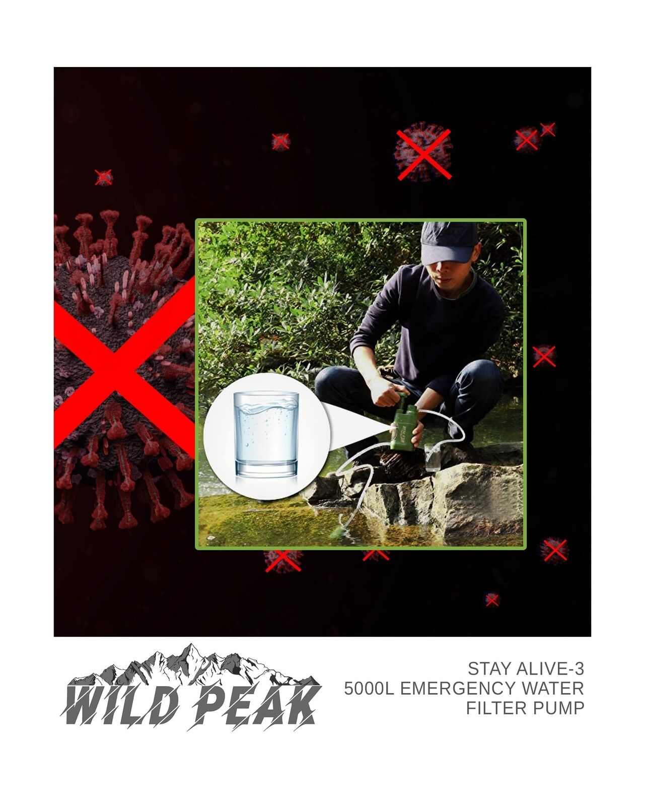 Wild Peak Outdoor Tactical Water Filter Pump