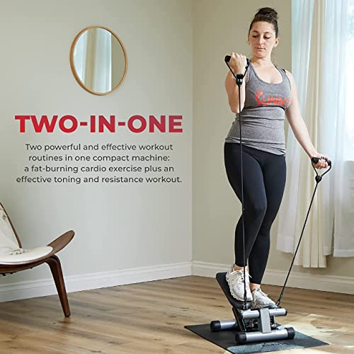 Compact Stepper with Resistance Bands and Digital Monitor