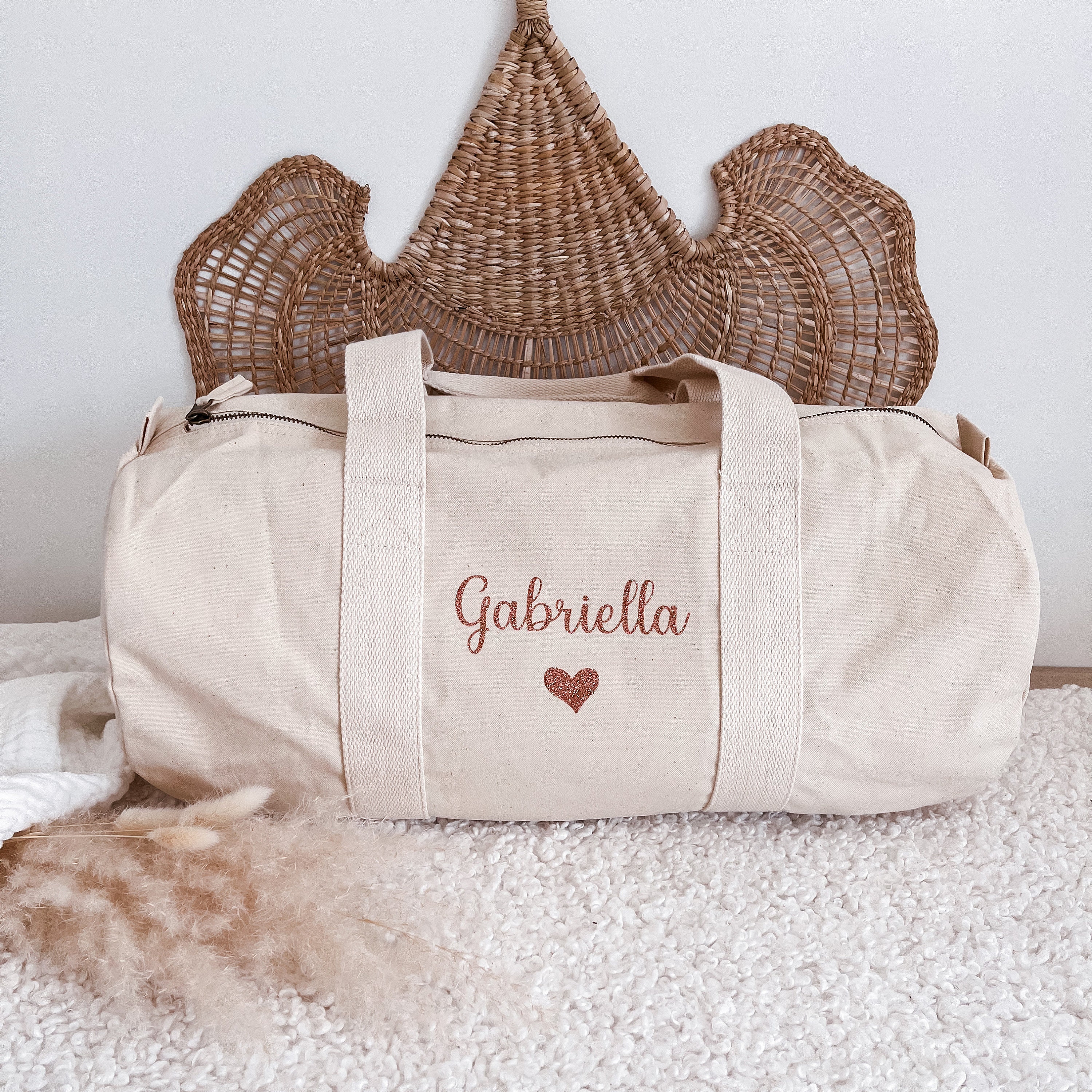 Personalized 100% organic cotton duffel bag