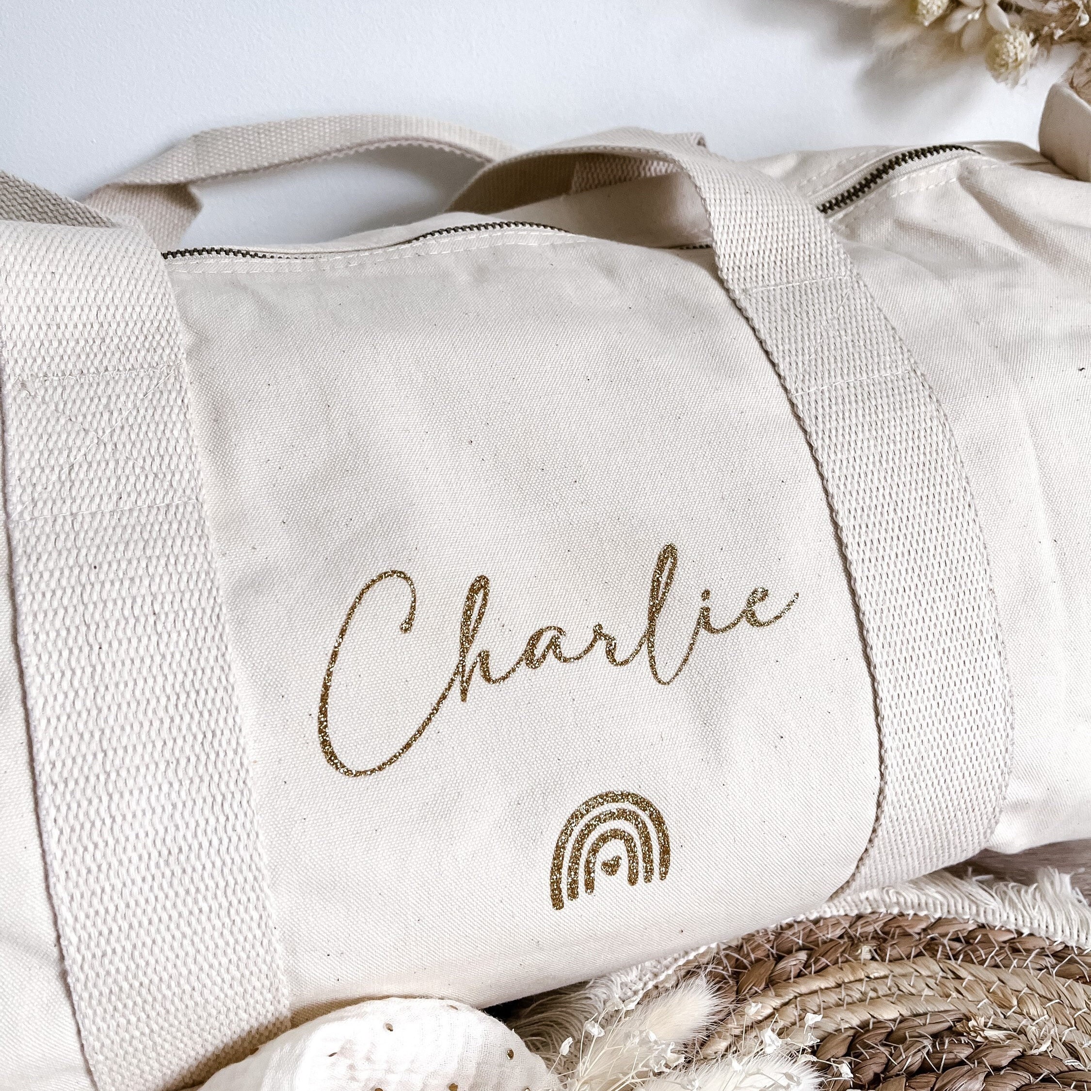Personalized 100% organic cotton duffel bag