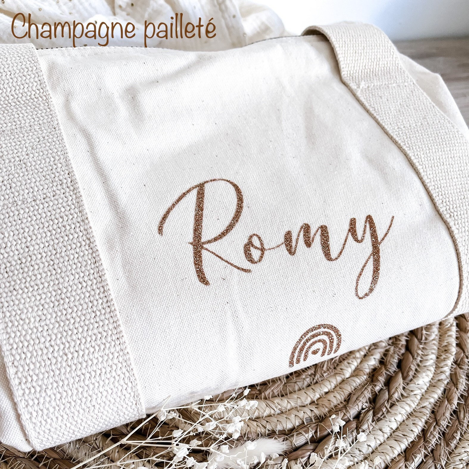 Personalized 100% organic cotton duffel bag