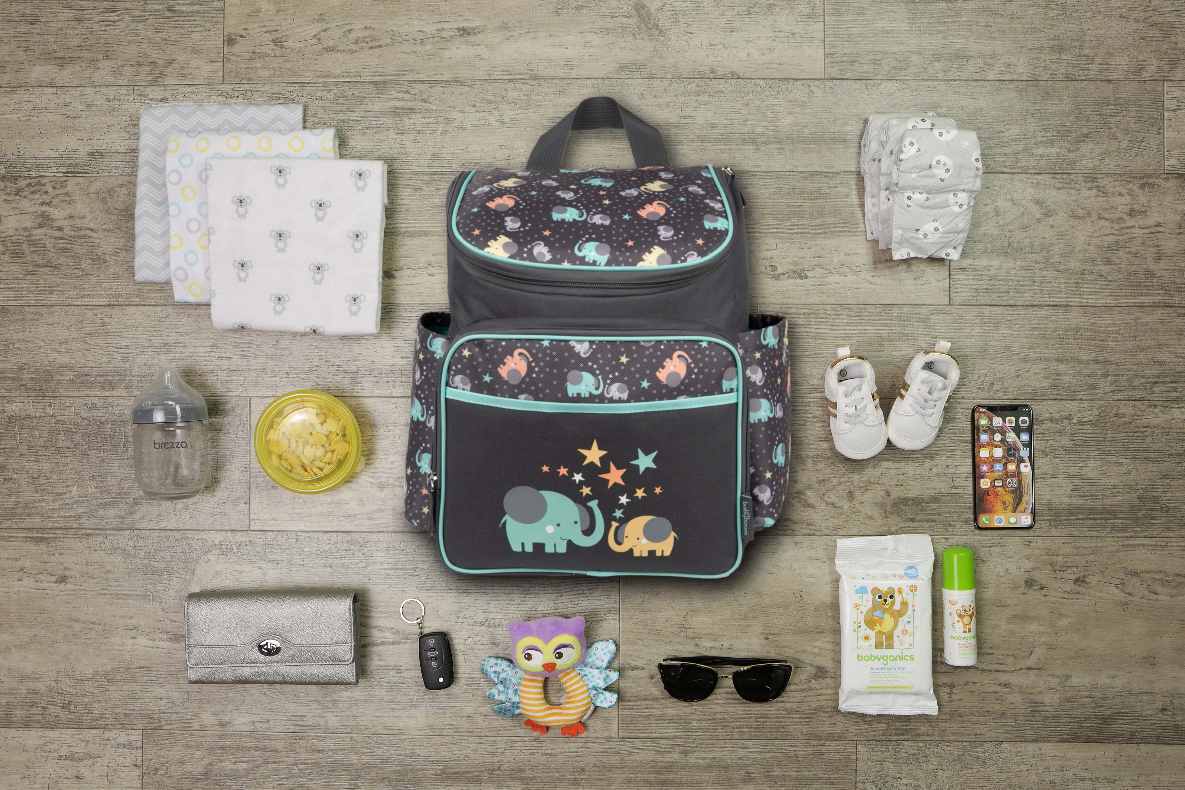 Gray Backpack Diaper Bag with Changing Pad