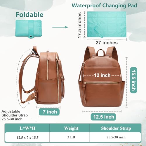 Leder Wickeltasche Rucksack für Mama und Papa