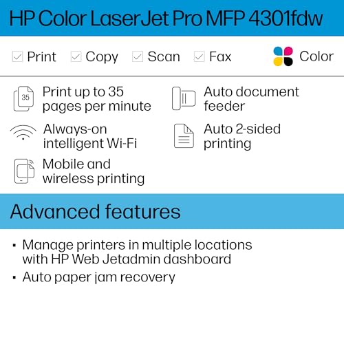 HP Color Laserjet Pro MFP 4301fdw Wireless Printer