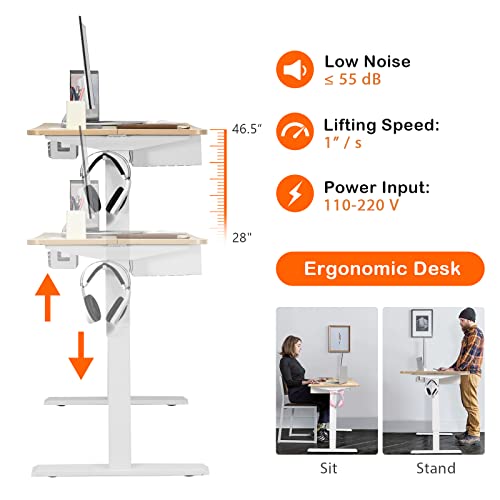 Tangkula Electric Standing Desk - 48" Height Adjustable