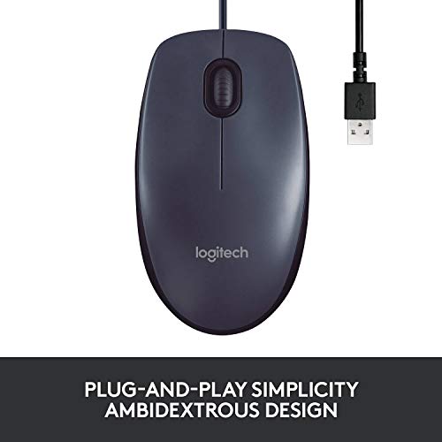 Logitech B100 Wired USB Mouse for Computers and Laptops