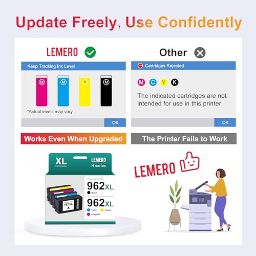 LEMERO HP 962XL Ink Cartridge Replacement (4-Pack)