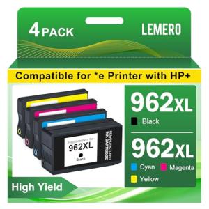LEMERO HP 962XL Ink Cartridge Replacement (4-Pack)