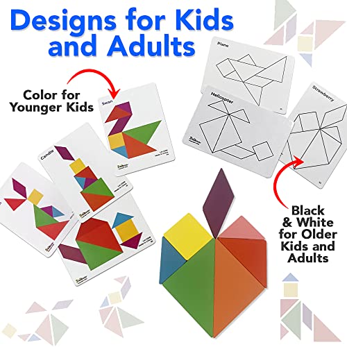 Wooden Tangram Shape Puzzle Toy Set with Pattern Cards
