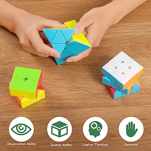 Jurnwey Magic Cube Set - 2x2x2, 3x3x3, Pyramid