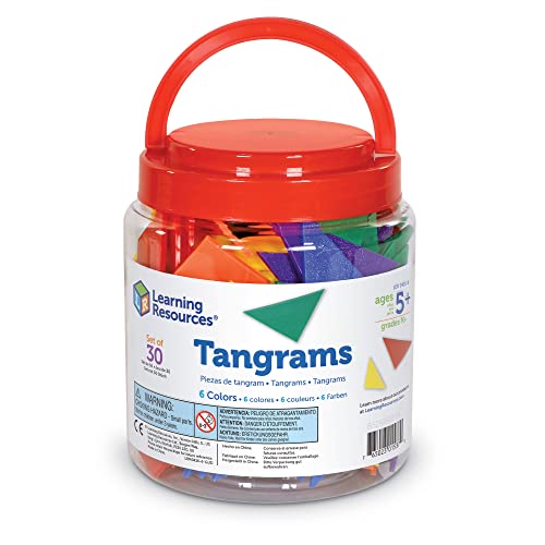 Set of 30 Tangram Puzzles, 6 Assorted Colors