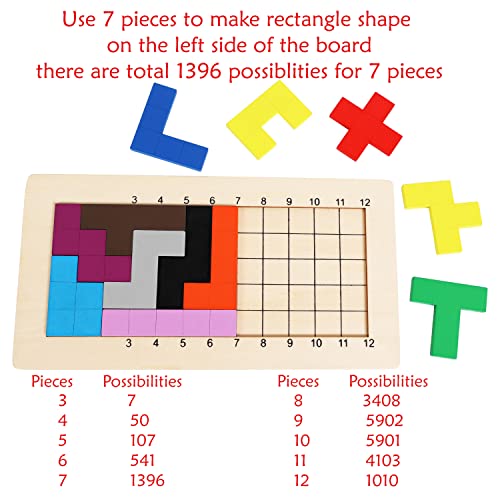 Wooden Pentominoes Math Brainteaser Puzzle - Family Board Games