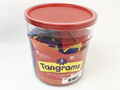 Set of 30 Tangram Puzzles, 6 Assorted Colors