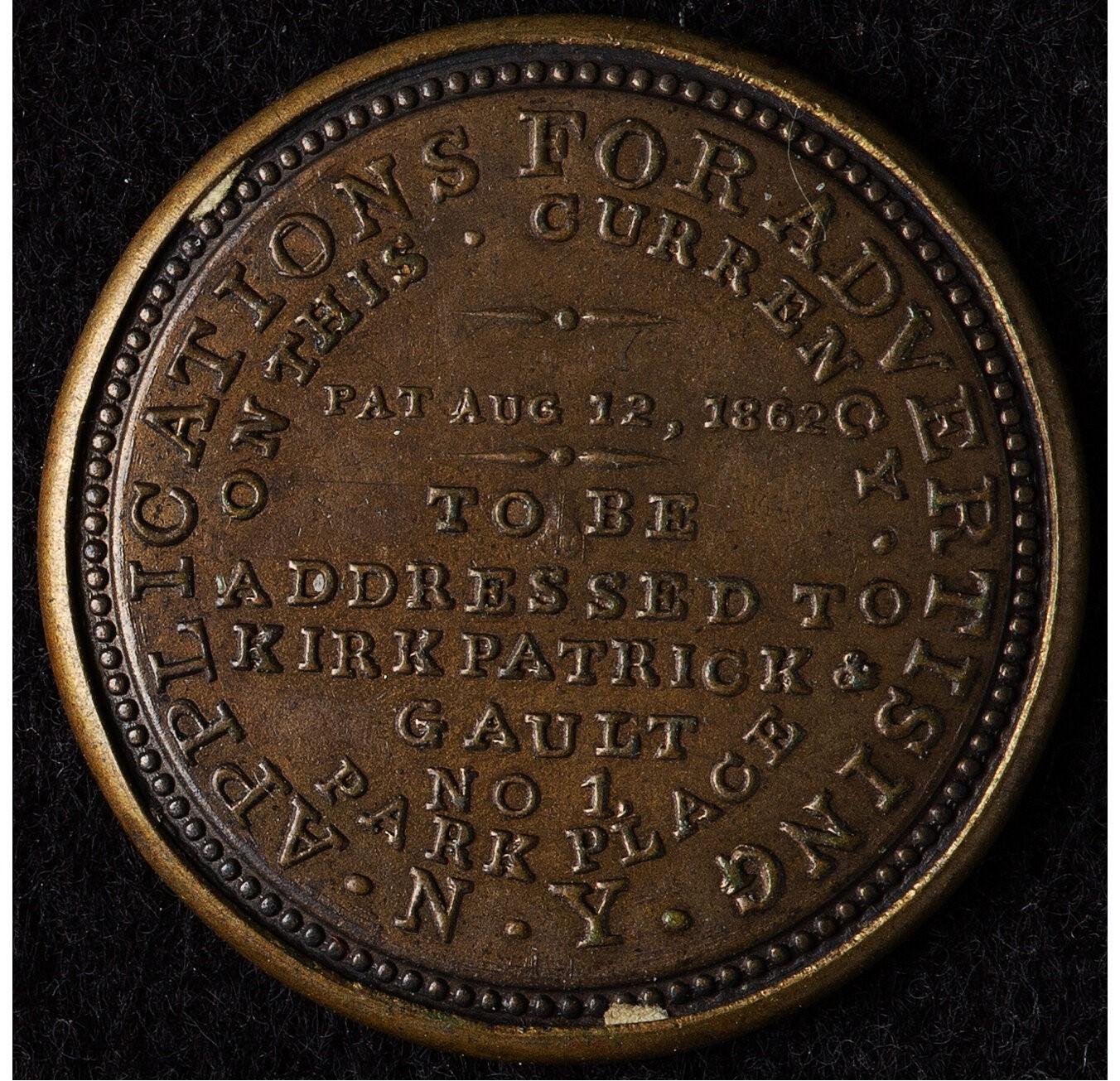 5¢ Kirkpatrick & Gault 1862 Encased Stamp