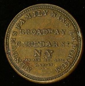 5¢ Mendum's Family Wine Emporium Encased Stamp