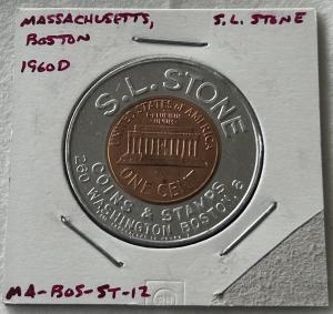 1960-D Encased Lincoln Cent - Boston, MA