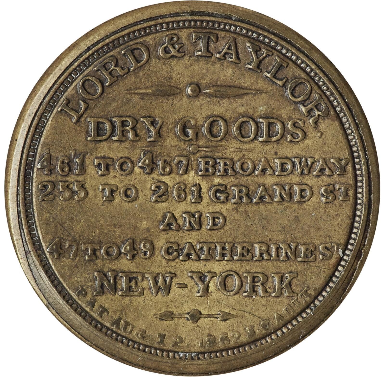 1¢ Lord & Taylor 1862 Encased Postage Stamp