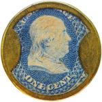 1862 1¢ Bailey & Co Encased Postage Stamp