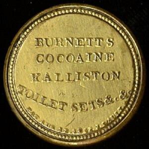 5¢ Burnett's Cocoaine Kalliston Encased Stamp 1862