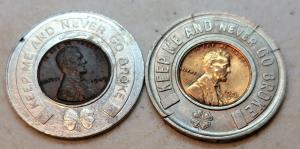 2 Encased Postage Stamps - Better Grade Cents