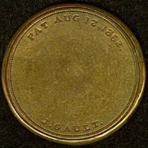 1862 1¢ J. Gault Encased Postage Stamp