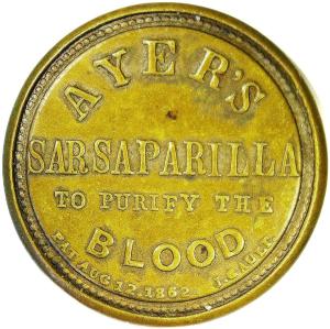 1862 1¢ Ayer's Sarsaparilla Encased Postage Stamp