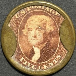 1862 Encased Postage Burnett's Cooking Extracts Stamp