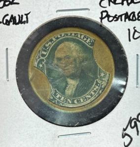 1862 J. Gault 10C Encased Postage Stamp